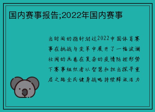 国内赛事报告;2022年国内赛事